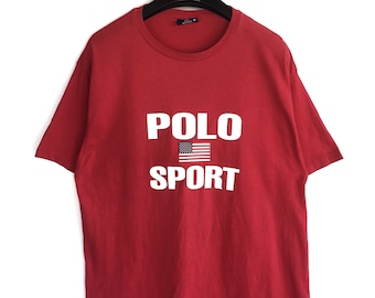 Vtg rare 90s Polo Sport spellout flag logo hip hop swag fashion M size shirt