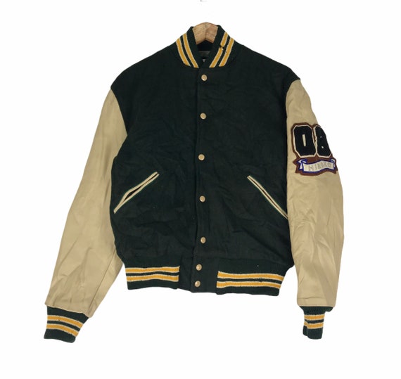 mixed leather varsity