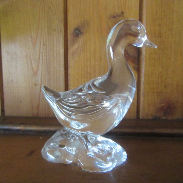 Waterford Crystal Standing Duck , Signed & Label On Base .