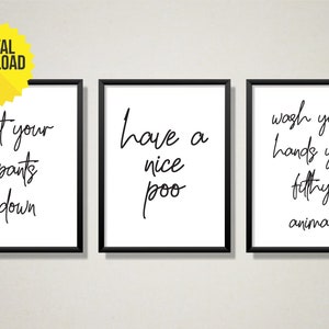 Digital Download Bathroom Prints (Set Of 3) - Wall Art, Home Decor, Bathroom Print, Washroom Print, Set of 3