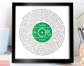 First Dance Gift / Personalised Record Lyrics Print / 1st Wedding Anniversary Gift / Any Song / Any Artist /  Gift