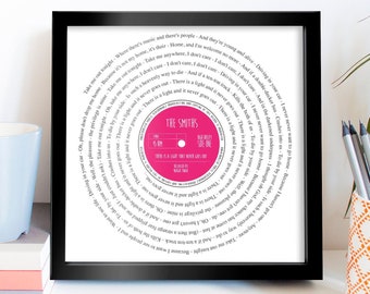 Any Song Lyrics | Mr and Mrs Wedding Gift Personalised | First Dance Our Song, Favourite song words | Fully Framed Vinyl Record Label design