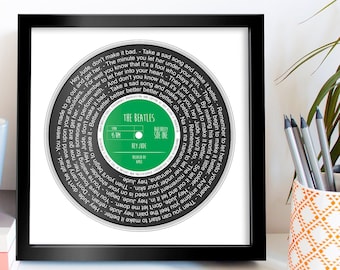 Any Song Lyrics Personalised Print - Custom Vinyl Record Label Wedding - First Dance Anniversary Gift For Him Her Couple Dad Brother Paper