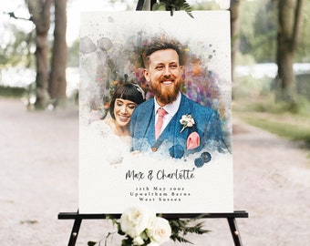 Watercolour Wedding Portrait, Painting from Photo, Wedding Illustration, Custom Wedding Print, Watercolour Couple Portrait, Anniversary Gift