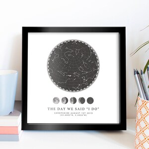 Star Map Print, Personnalisé, Carte des étoiles personnalisée par date et heure, 100% précis, Mariage, Fiançailles, Cadeau d’anniversaire, Unique, Créatif