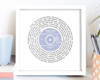 Personalised 1st Wedding Anniversary Print / Song Lyrics Print / 1st Dance Gift / Any Song / Any Artist