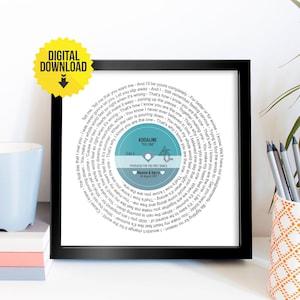 Personalised Lyrics Print / Record Print With Lyrics / Music Lover Gifts / Any Song / Any Artist