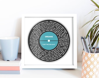 Custom Vinyl Lyrics Framed Print | Wedding Anniversary Gift | For Her For Him | First Dance | Personalised Lyrics Print | Music Vinyl Print