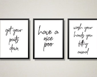 Impressões de banheiro (conjunto de 3) Impressões de parede - Arte de parede, Decoração de casa, Impressão de banheiro, Impressão de banheiro, Conjunto de 3