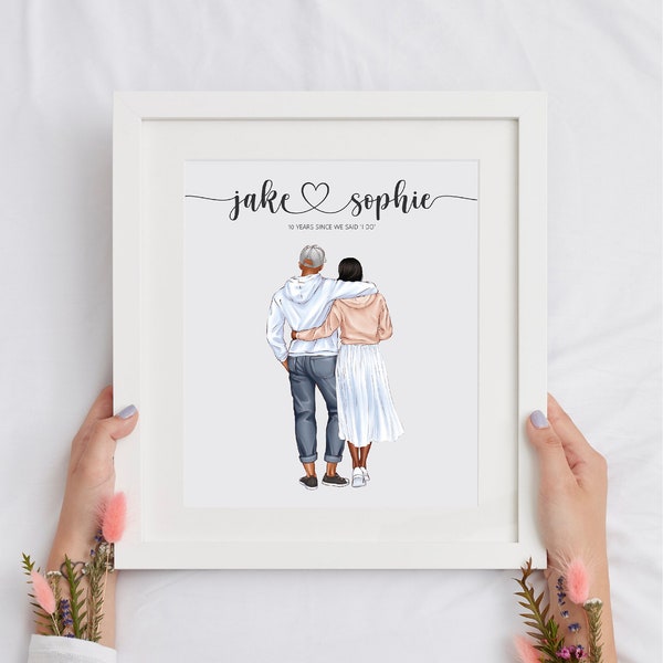 Personalised Couple Print, Couples Gift, Gift for Her, Boyfriend Girlfriend Print, Customised Couple, Anniversary Gift, Valentine