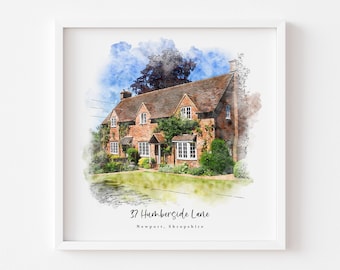 Custom Watercolor House Portrait,Watercolor House Painting,Personalized Housewarming Gift,First Home Gift,Realtor Closing Gift,Home Portrait
