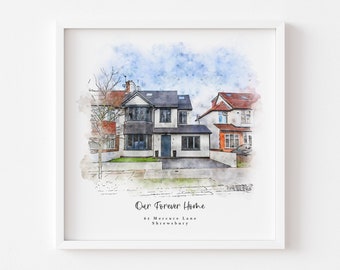 Custom Watercolor House Portrait,Watercolor House Painting,Personalized Housewarming Gift,First Home Gift,Realtor Closing Gift,Home Portrait