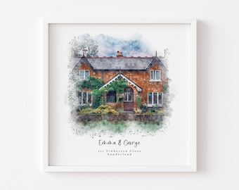 Custom Watercolor House Portrait,Watercolor House Painting,Personalized Housewarming Gift,First Home Gift,Realtor Closing Gift,Home Portrait