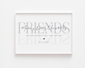 Friends Wall Print Gift, Customised, Gift for Friends , Friends Print, Family Print Poster, Wall Décor for Friends, Special Friends Custom