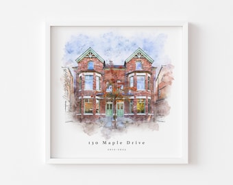 Custom Watercolor House Portrait,Watercolor House Painting,Personalized Housewarming Gift,First Home Gift,Realtor Closing Gift,Home Portrait