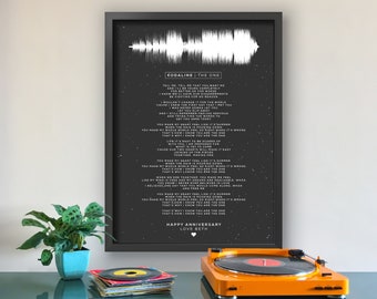 Letras Sound Wave Poster Personalizado Cualquier Canción Primer Baile Soundwave Regalo para Hombres Música