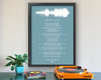 Custom Sound Wave Art Print | Personalised Sound Wave & Song Lyrics | Wedding Gift for Him, Her | Valentine | Anniversary | Birthday gift