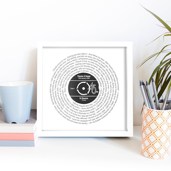 50th Birthday Music Gift / Personalised Record Lyrics Print / Any Song / Any Artist Christmas