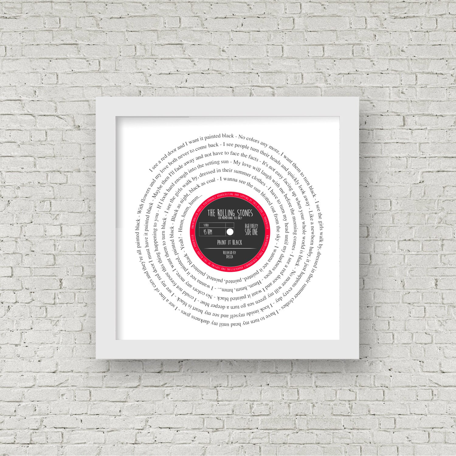 rock n roll vinyl record look framed print personalised