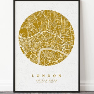 Personalised City Map Any Location Map Gift Map Wall Art Valentine's GiftValentine's Gift Christmas Ochre