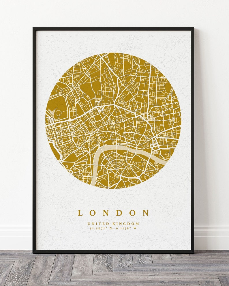 Personalised City Map Any Location Map Gift Map Wall Art Valentine's GiftValentine's Gift Christmas Ochre