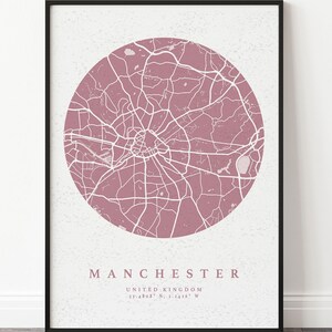 Personalised City Map Any Location Map Gift Map Wall Art Valentine's GiftValentine's Gift Christmas Pink