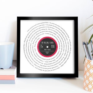 Schallplatte Druck Personalisiertes Label - Geschenk Hochzeit Erster Tanz, Dein Lied, Jahrestag romantischer Geburtstag Songtexte - Musik