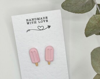 Handmade pink ice lolly polymer clay stud earrings | Gifts for her | Christmas, Birthday, Teacher gift, gift for a friend, summer earrings