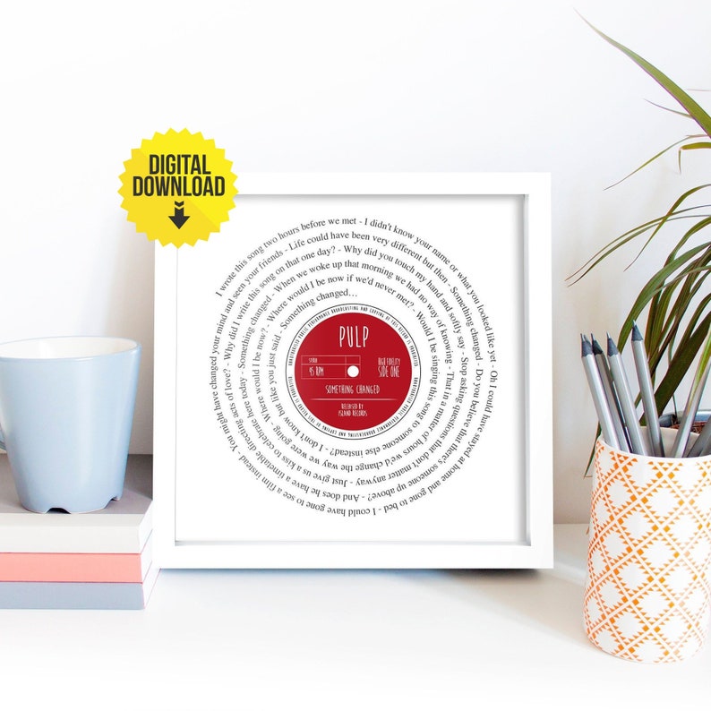 Personalised 18th Birthday Print of Song Lyrics in Vinyl Record#1 Day Born