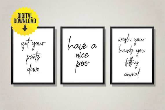 Digital Download Bathroom Prints (Set Of 3) - Wall Art, Home Decor, Bathroom Print, Washroom Print, Set of 3
