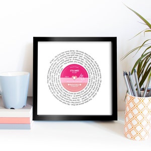 Vinyl Record Unframed Print Personalised Label - Mother's Day Gift wedding first dance, your song, anniversary romantic birthday song lyrics