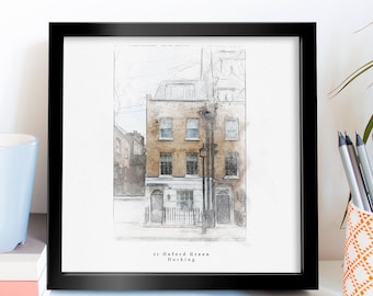 Bespoke Home Portrait Watercolour Sketch Personalised Anniversary Wedding Gift For The Couple Housewarming GIft Our new home Christmas