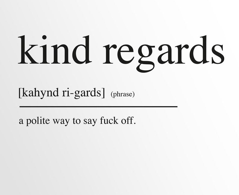 Kind Regards Definition Print Etsy Australia