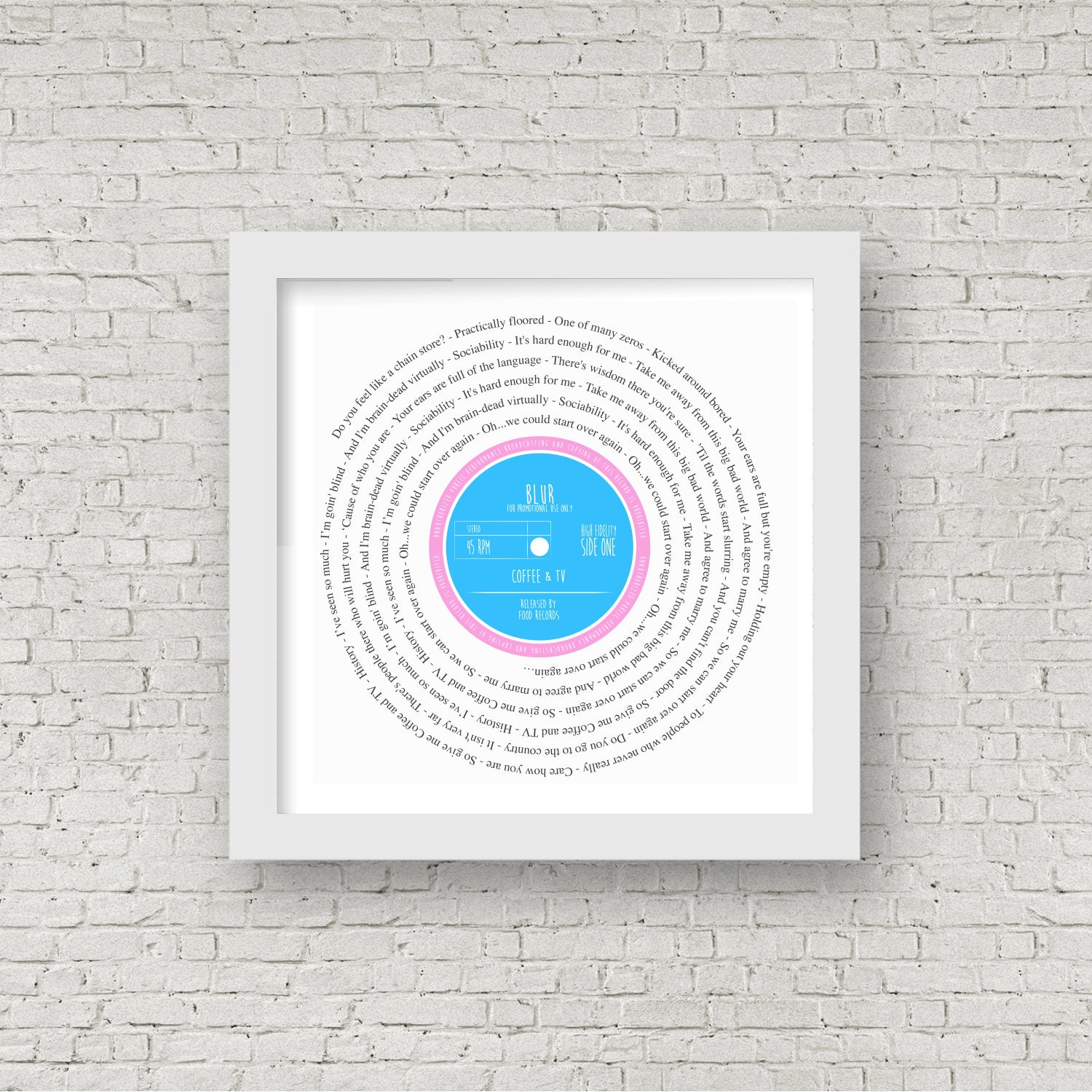 Framed Song Lyrics Retro Vinyl Song Single Print Vintage Etsy Ireland