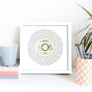 Record Print With Lyrics / Personalised Music Gift / Any Song / Any Artist unframed - Song lyrics - Your song - Special song lyrics