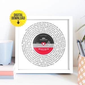 Personalised Lyrics Print / Record Print With Lyrics / Music Lover Gifts / Any Song / Any Artist