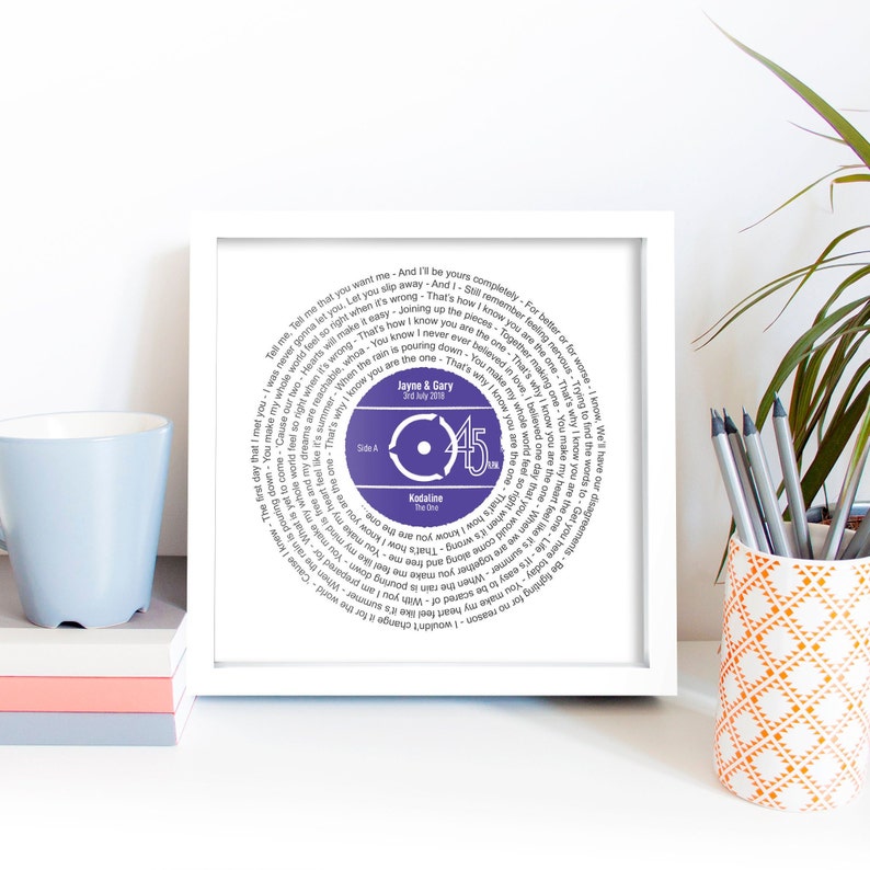 50th Birthday Music Gift / Personalised Record Lyrics Print / Any Song / Any Artist Christmas image 10