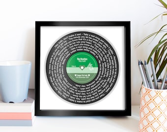 Custom Vinyl Lyrics Framed Print | Wedding Anniversary Gift | For Her For Him | First Dance | Personalised Lyrics Print | Music Vinyl Print