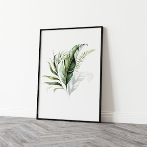 Botanical Prints, Leaf Pictures, Botanical Living Room Prints, Green Leaf Prints - Tropical Plant Illustration