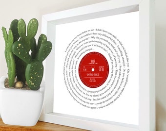 Any Favourite Song Lyrics Vinyl Record Look Framed Print ...