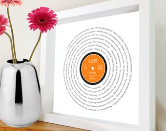 Personalised Father's Day Gift | Perfect for Musical Dad Present | Any Song Lyrics | Presented as Vinyl Record Single | Fully Framed