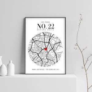 Mappa personalizzata Qualsiasi posizione Stampa e cornici / Città Città Villaggio Contea / Minimalista in bianco e nero seppia / Regalo personalizzato Decorazioni per la casa