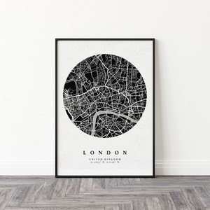 Personalised City Map Any Location Map Gift Map Wall Art Valentine's GiftValentine's Gift Christmas Black