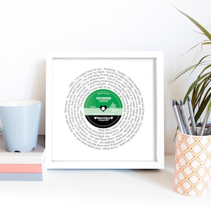 Personalised Lyrics Print / Record Print With Lyrics / Music Lover Gifts / Any Song / Any Artist Unframed Print
