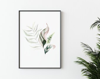 Botanical Prints, Leaf Pictures, Botanical Living Room Prints, Green Leaf Prints - Leaf Illustration