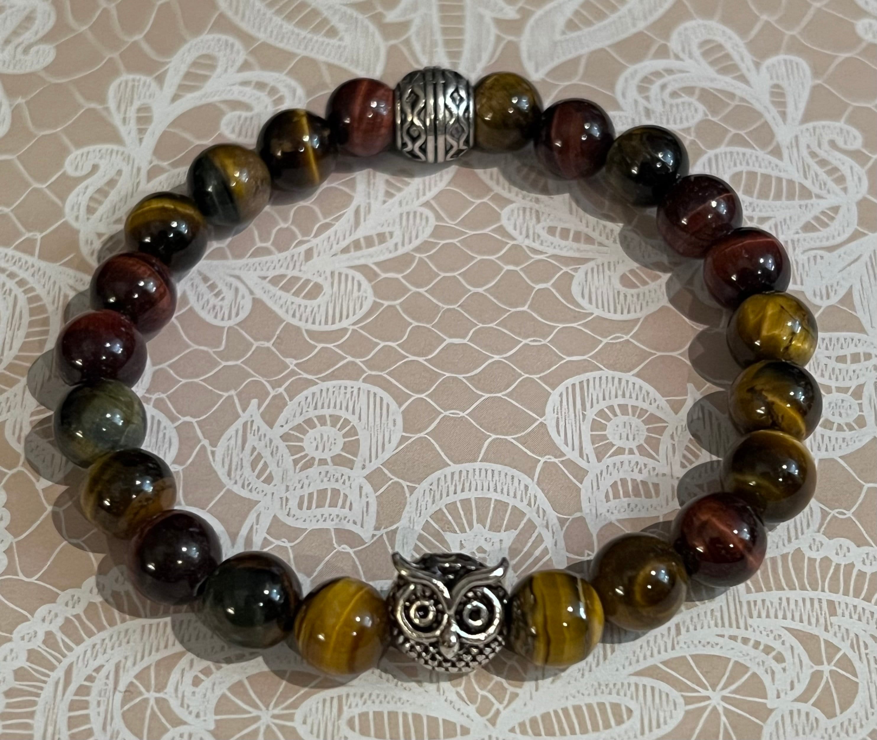 Tiger Eye & Owl Stretch Bracelet