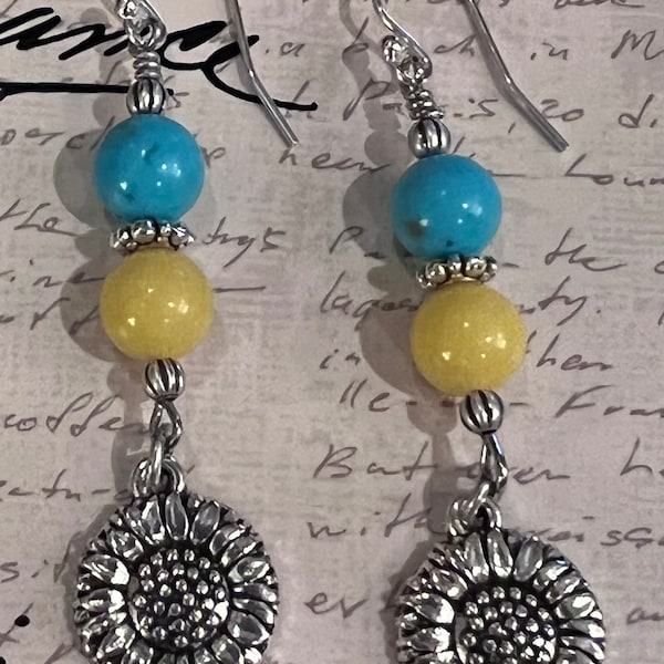 Sunflower Drop Earrings “Stand with Ukraine”