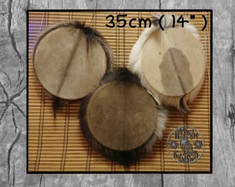 shamanic drum 35cm ( 14" ) with shaggy wool