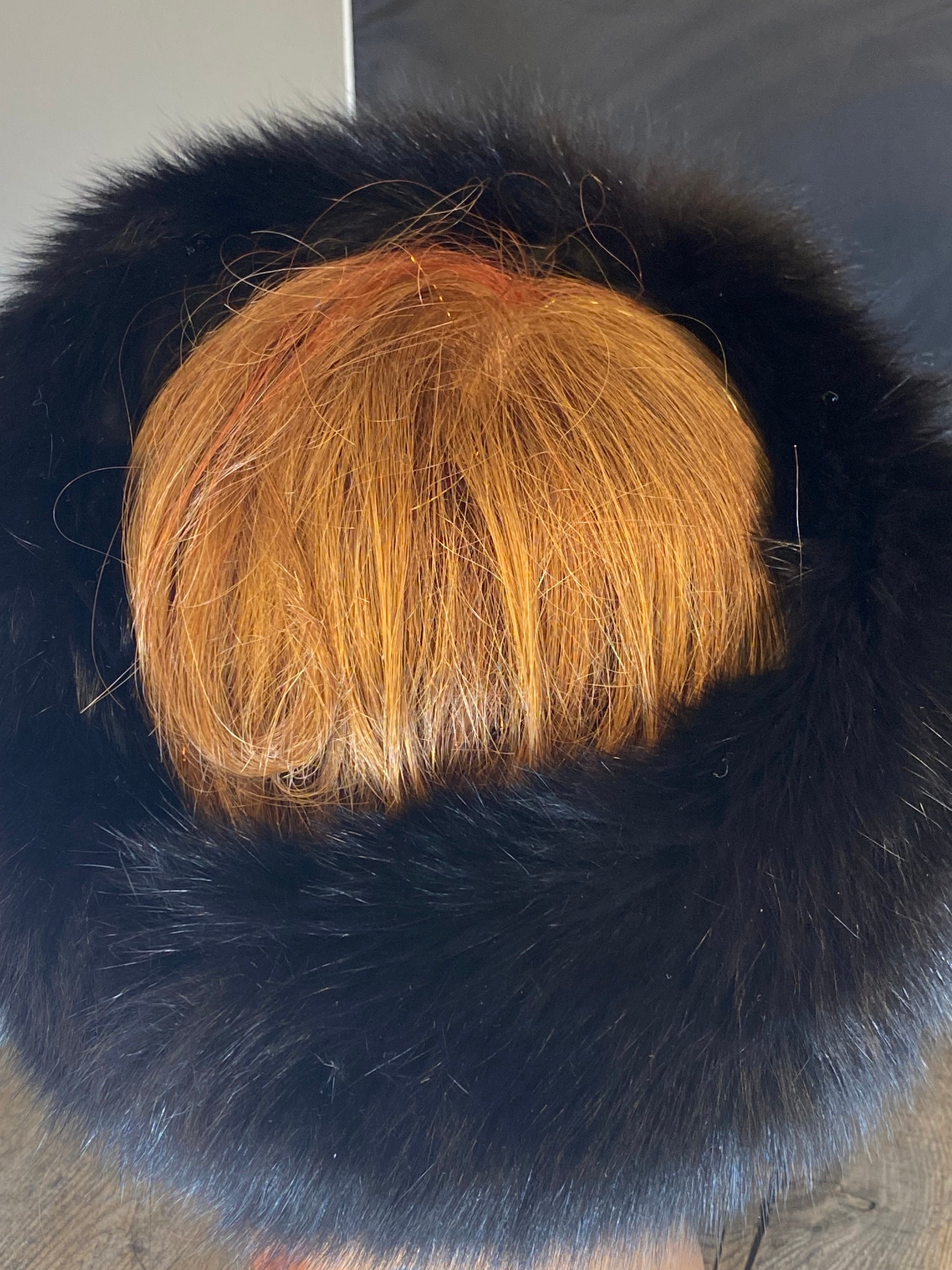 Recycled Black FOX Fur Headband, Headband or Fur Collar 