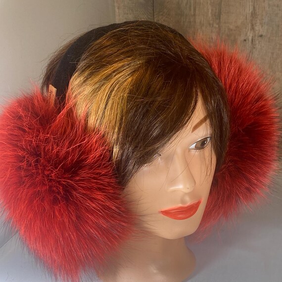 Bright Carmine Red Fox Earmuffs, Ear Warmers That Keep You 